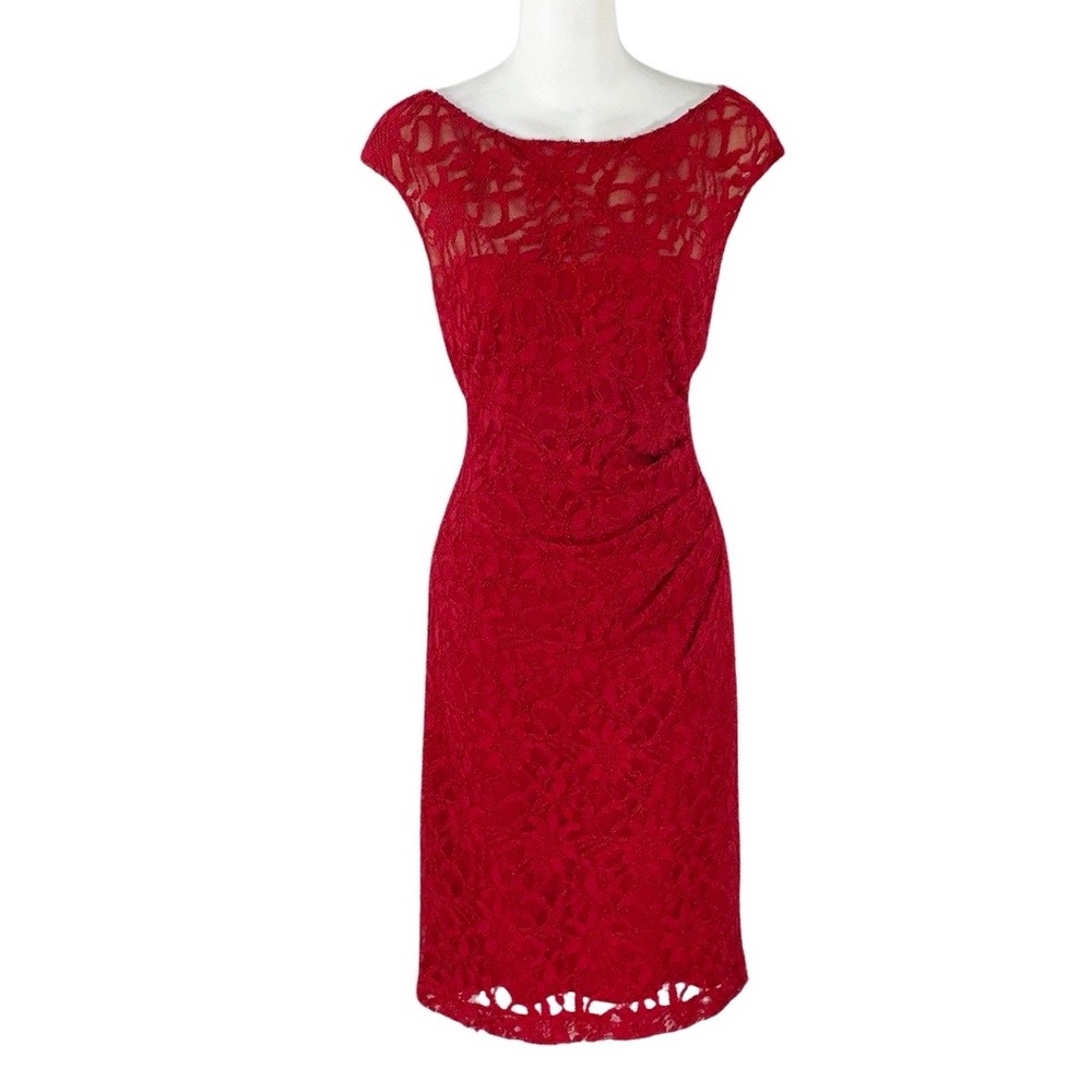 Ralph Lauren dark red lace sheath dress 12